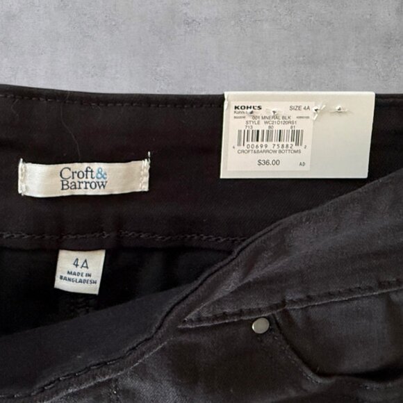 Classic Comfort Stretch High Rise Burmuda Length Pull On Womens Black Shorts - Picture 5 of 9